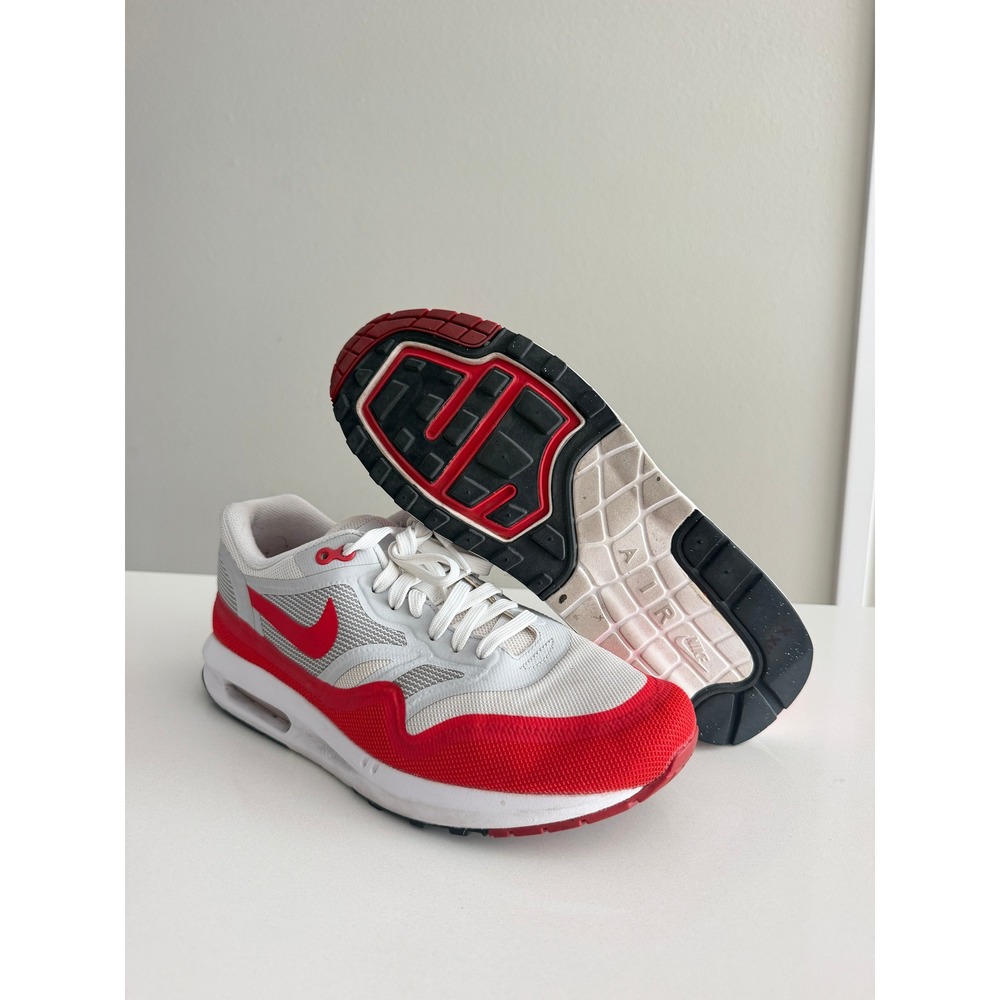 Nike Air Max Lunar1 Sneakers Mens Size 9 White Red 654469-101 Lunarlon Running